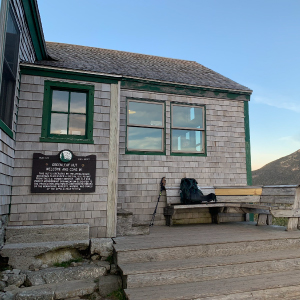 View of the entrance to Greenleaf Hut