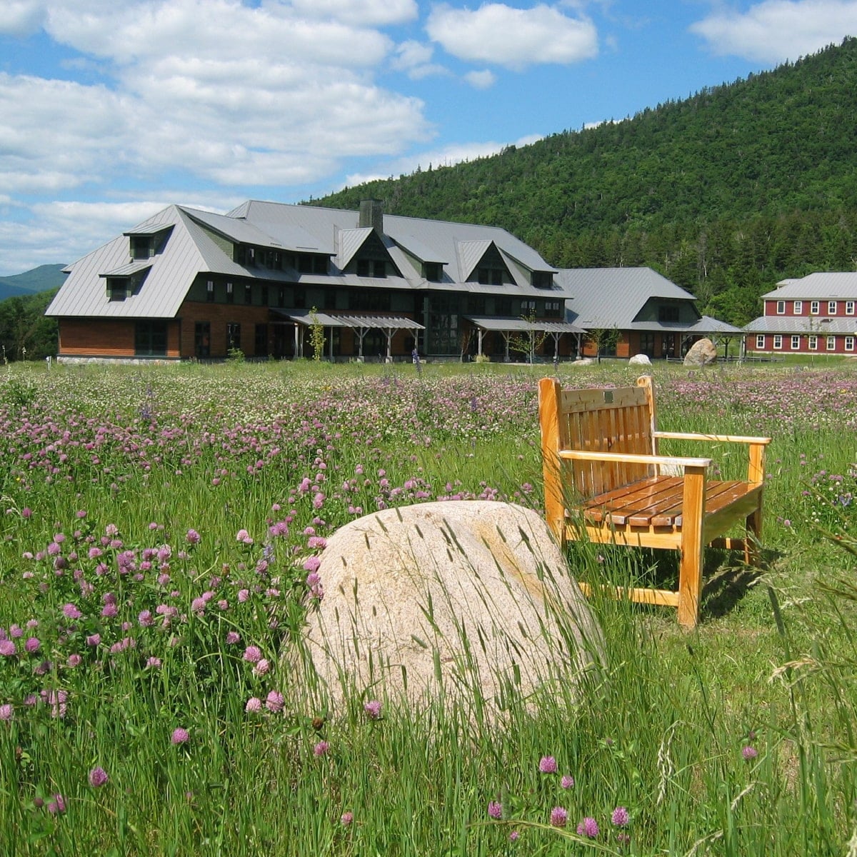 View of Highland Center across a field