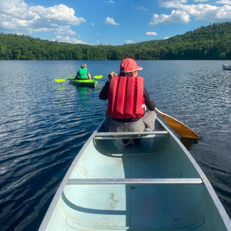 Canoeing on a lake