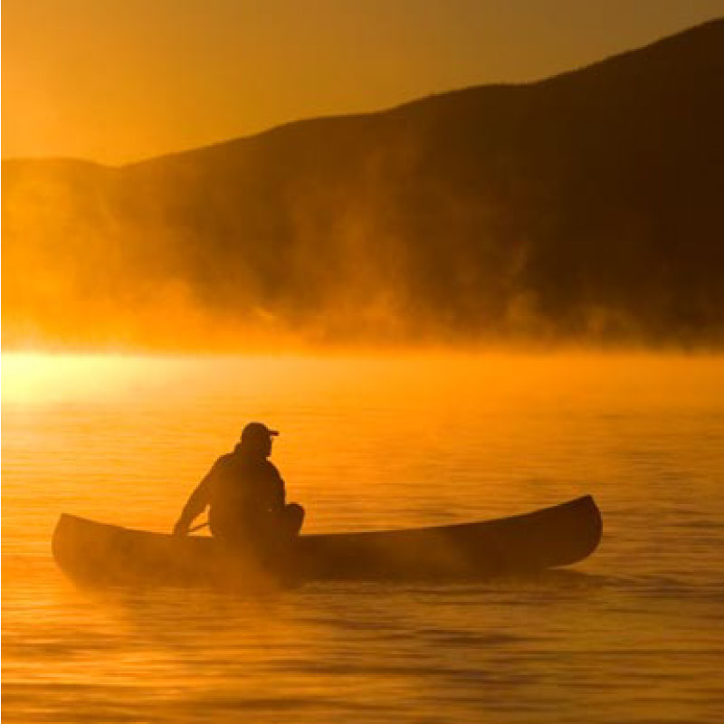 Canoeing at sunset