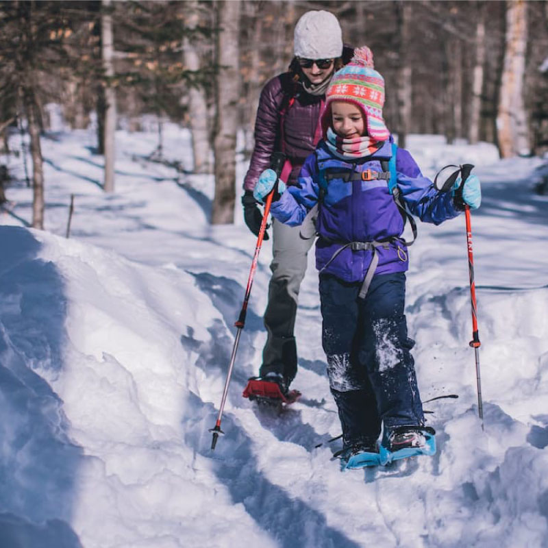 Child snowshoeing