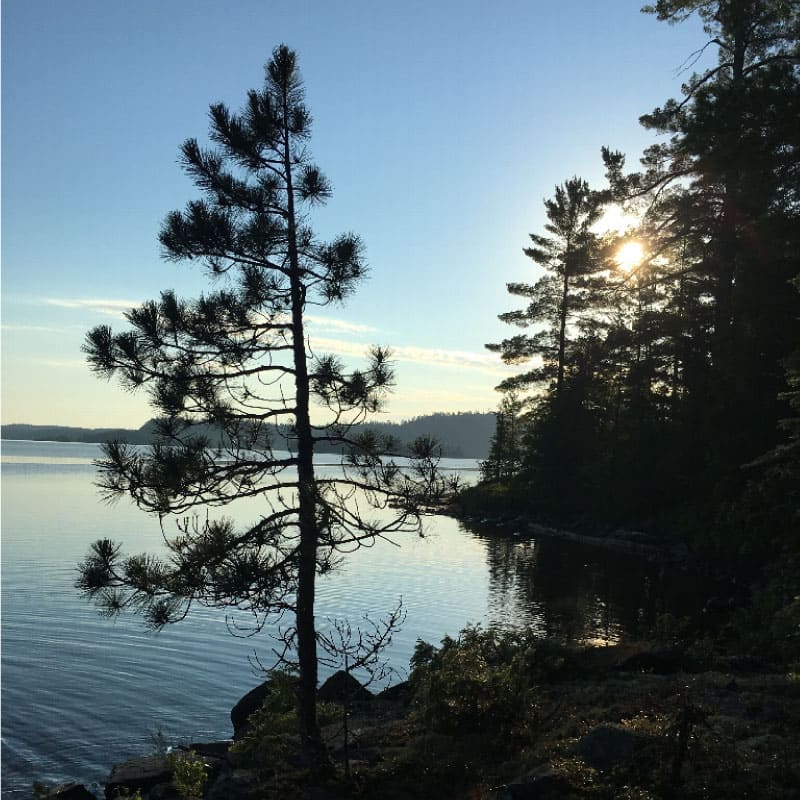 View of lake at sunset