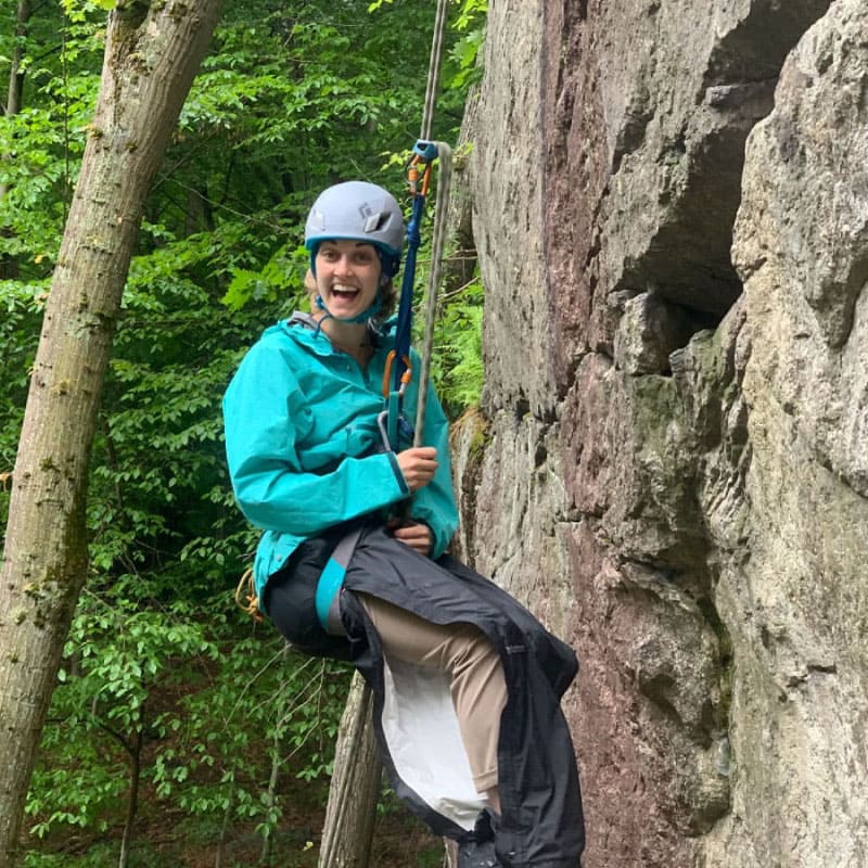 Woman rock climbing
