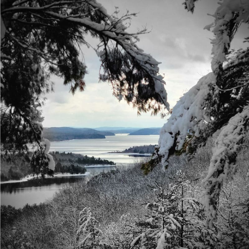 View of Quabbin Reservoir in winter