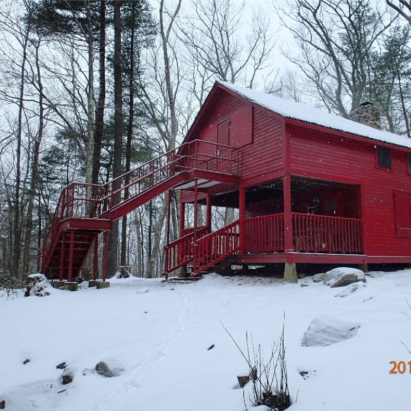 Upper Goose Pond Cabin in winter