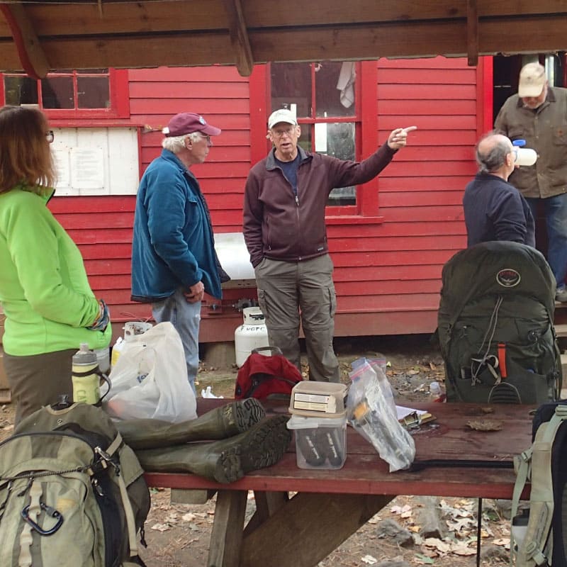 Trail crew at Upper Goose Pond Cabin