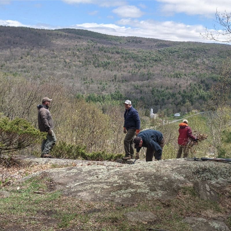 Trail maintenance on Tyringham Cobble