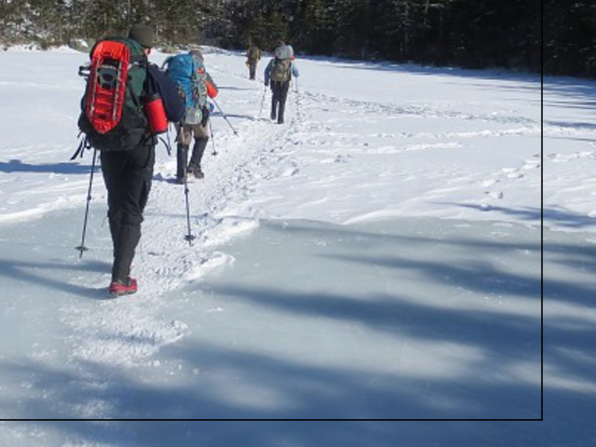 Back cover: Hikers crossing a frozen pond