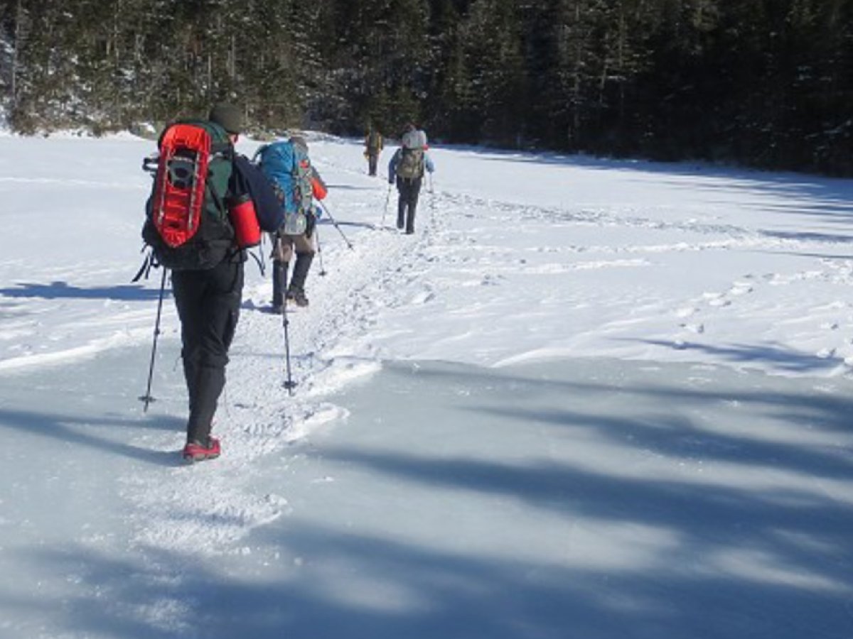Front cover: Hikers crossing a frozen pond