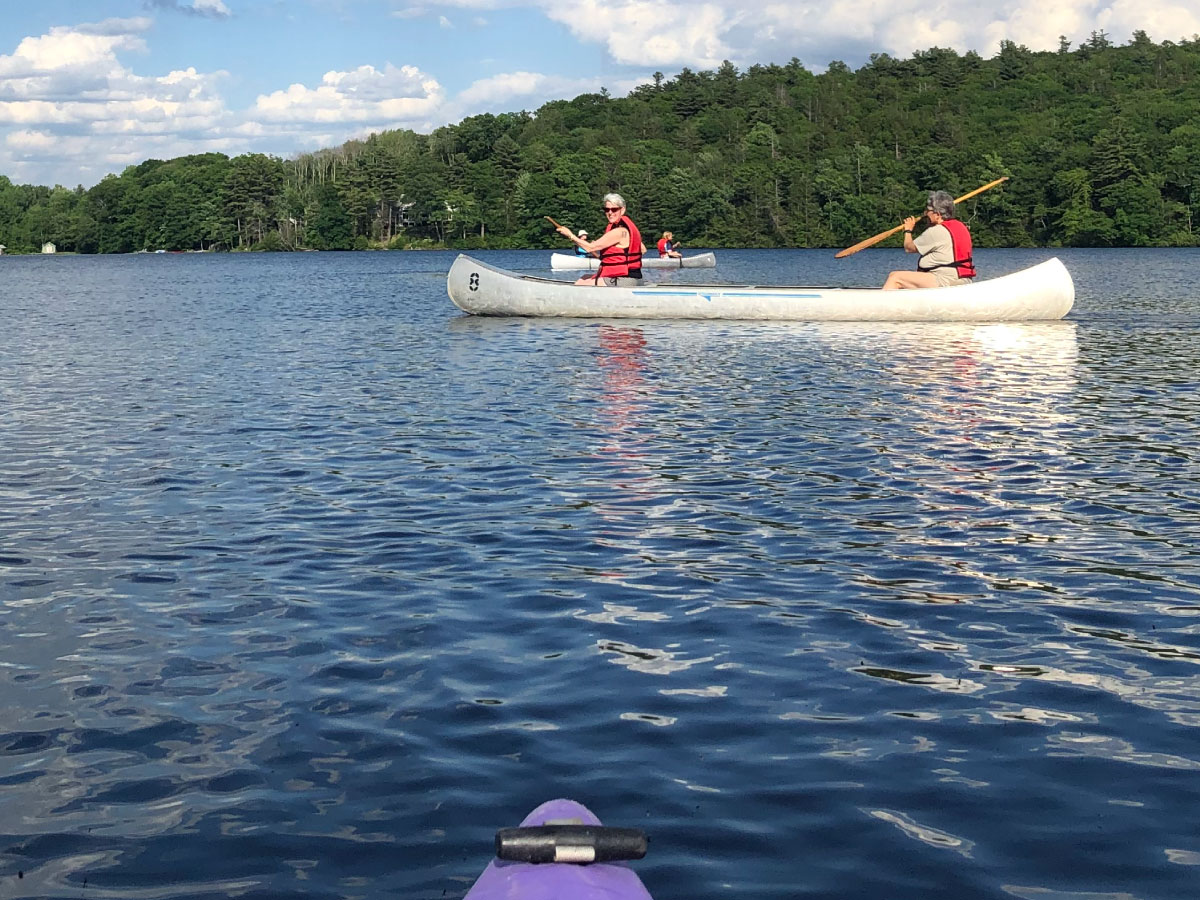 Canoeing on a lake