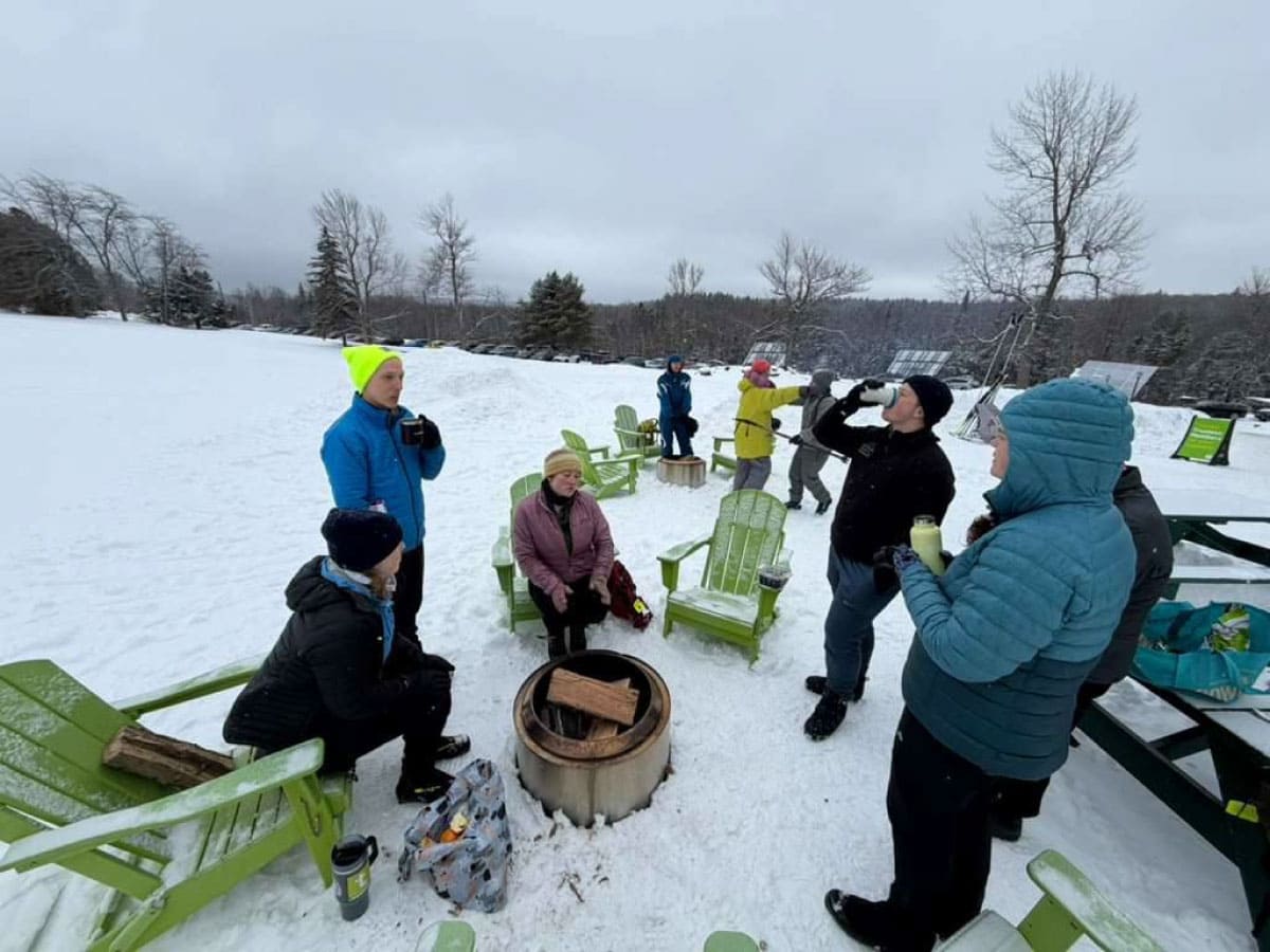 Cross-country skiers on a break