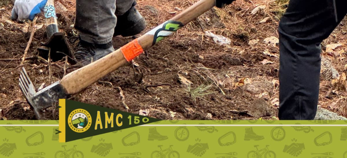 Workers clearing a trail