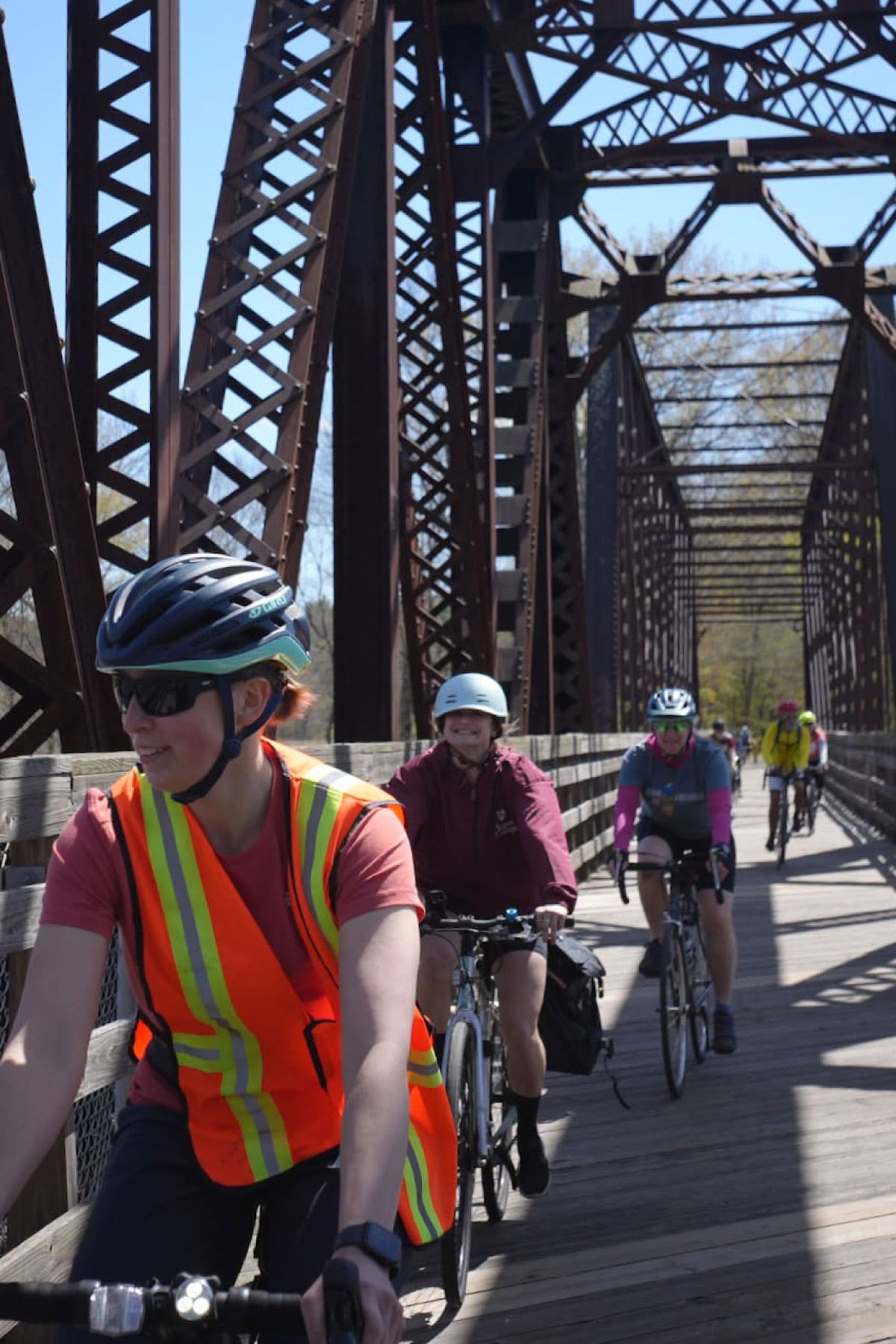 Bicyclers on a rail trail
