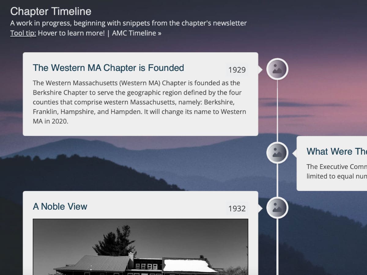 Screenshot of the timeline page