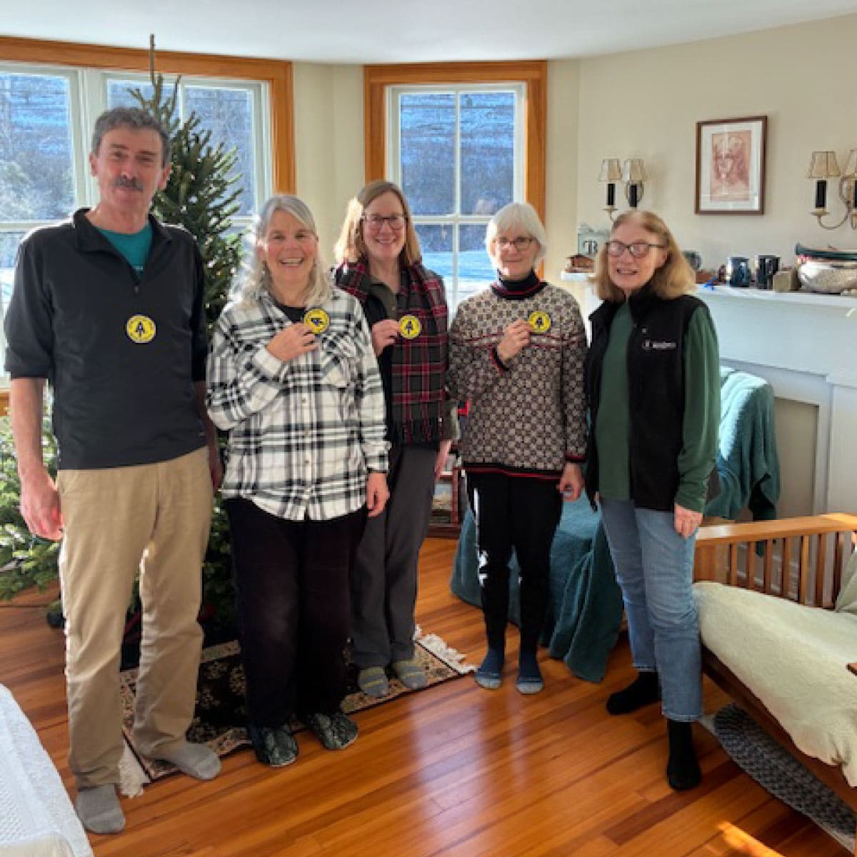 Hikers receiving commemorative patches