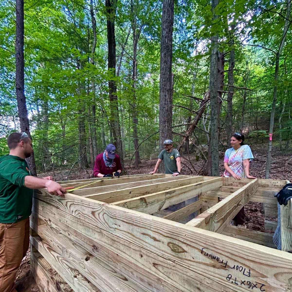 People building a privy