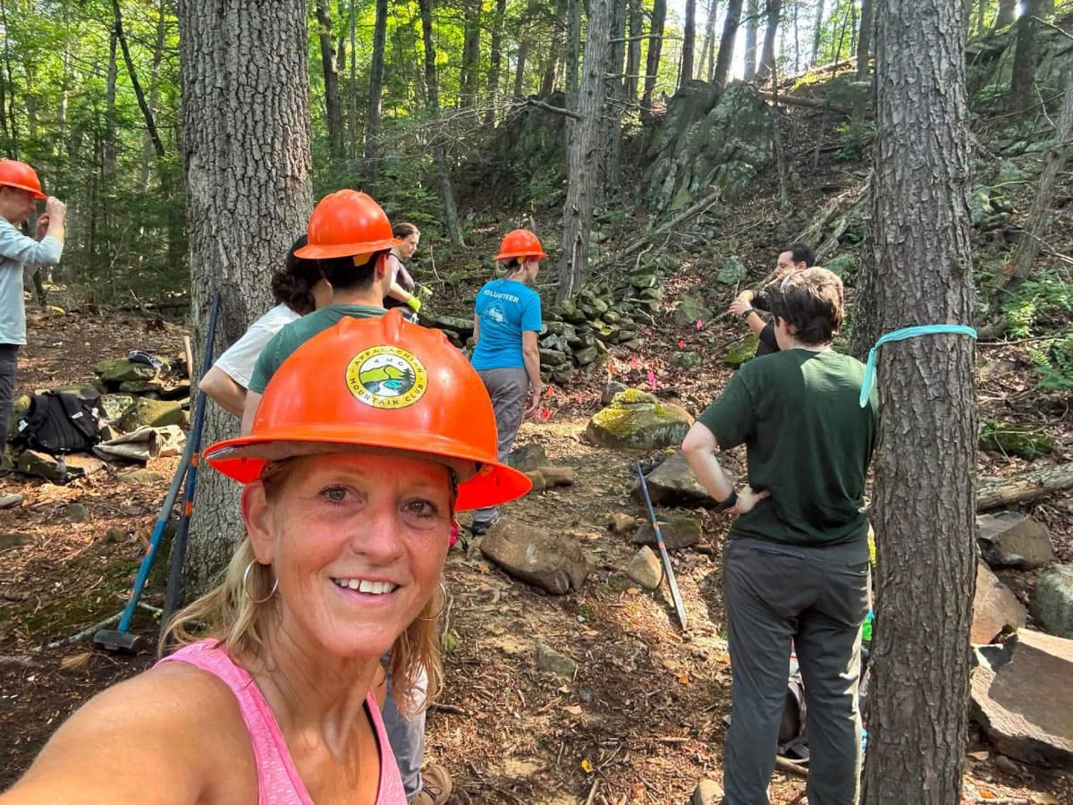 Volunteers working on a hiking trail