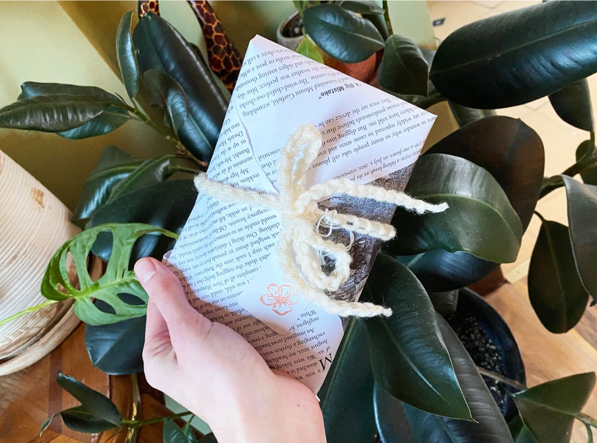 Gift wrapped in newspaper