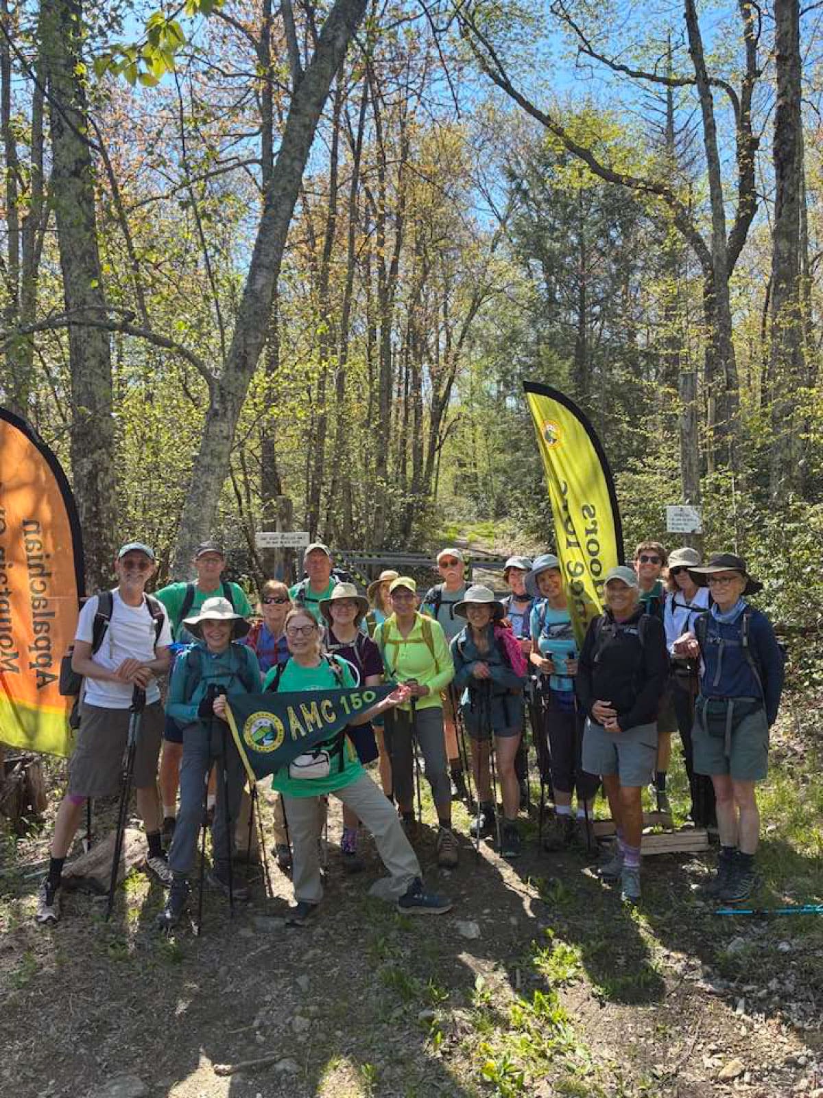 Hikers celebrating on the trail