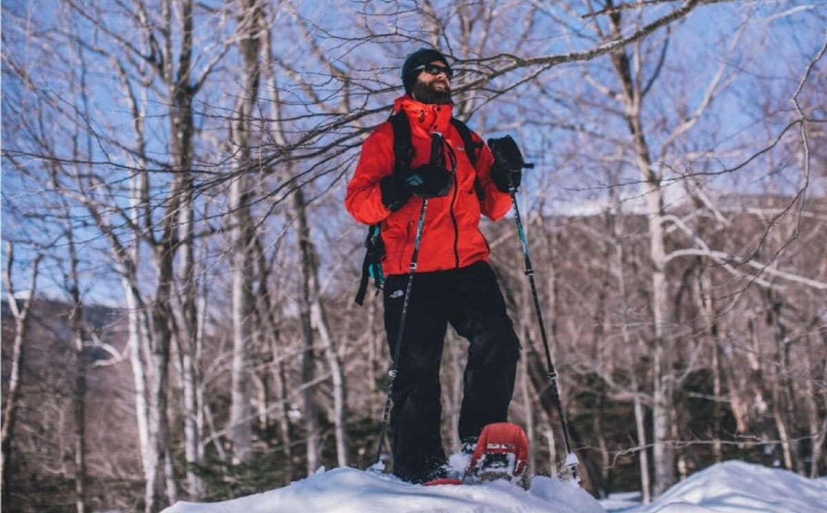 Man snowshoeing