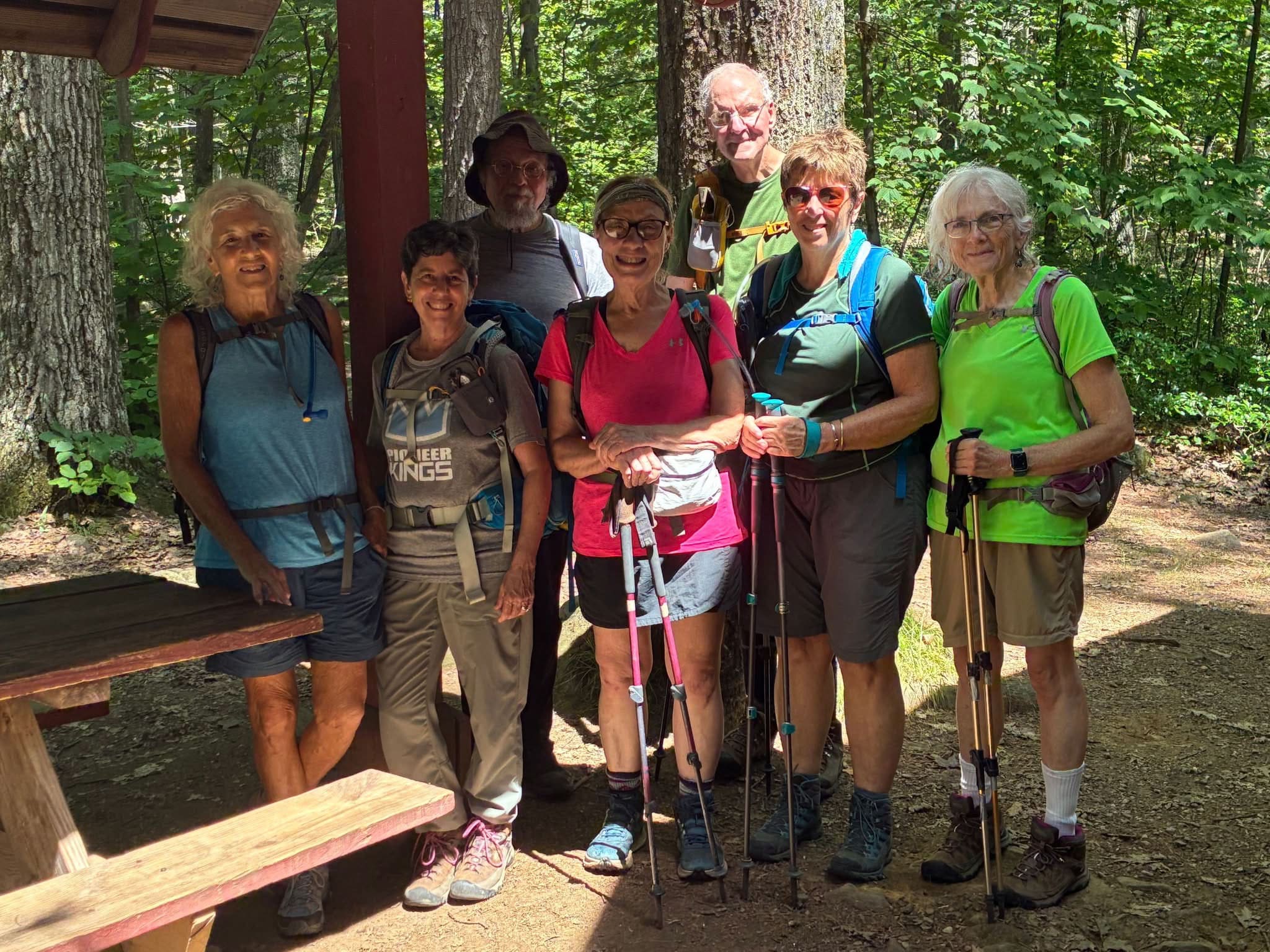 Hikers line up for a photo op