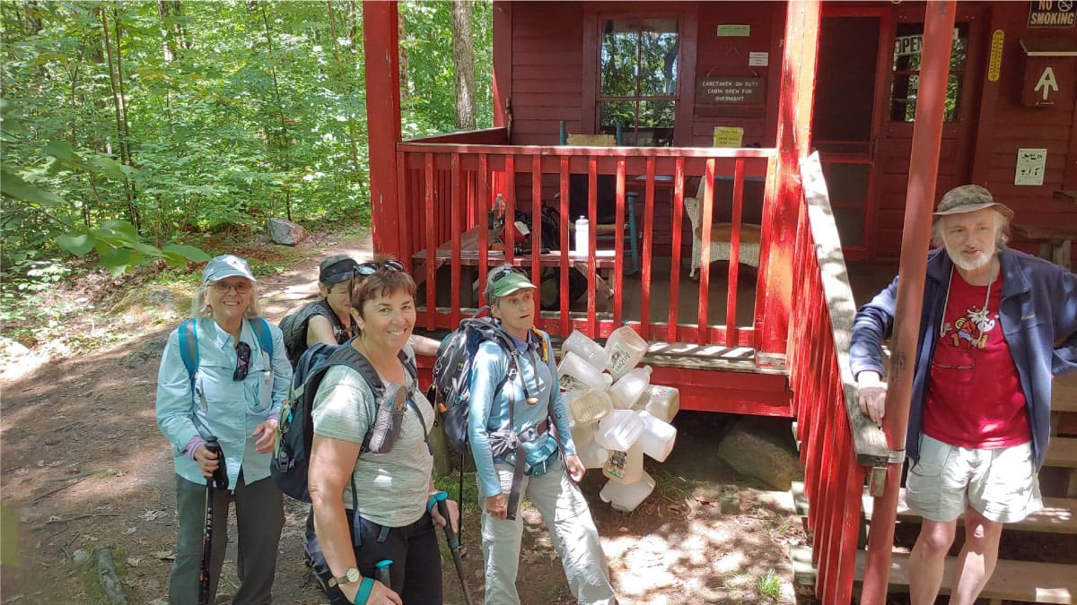 Hikers at Upper Goose Pond Cabin
