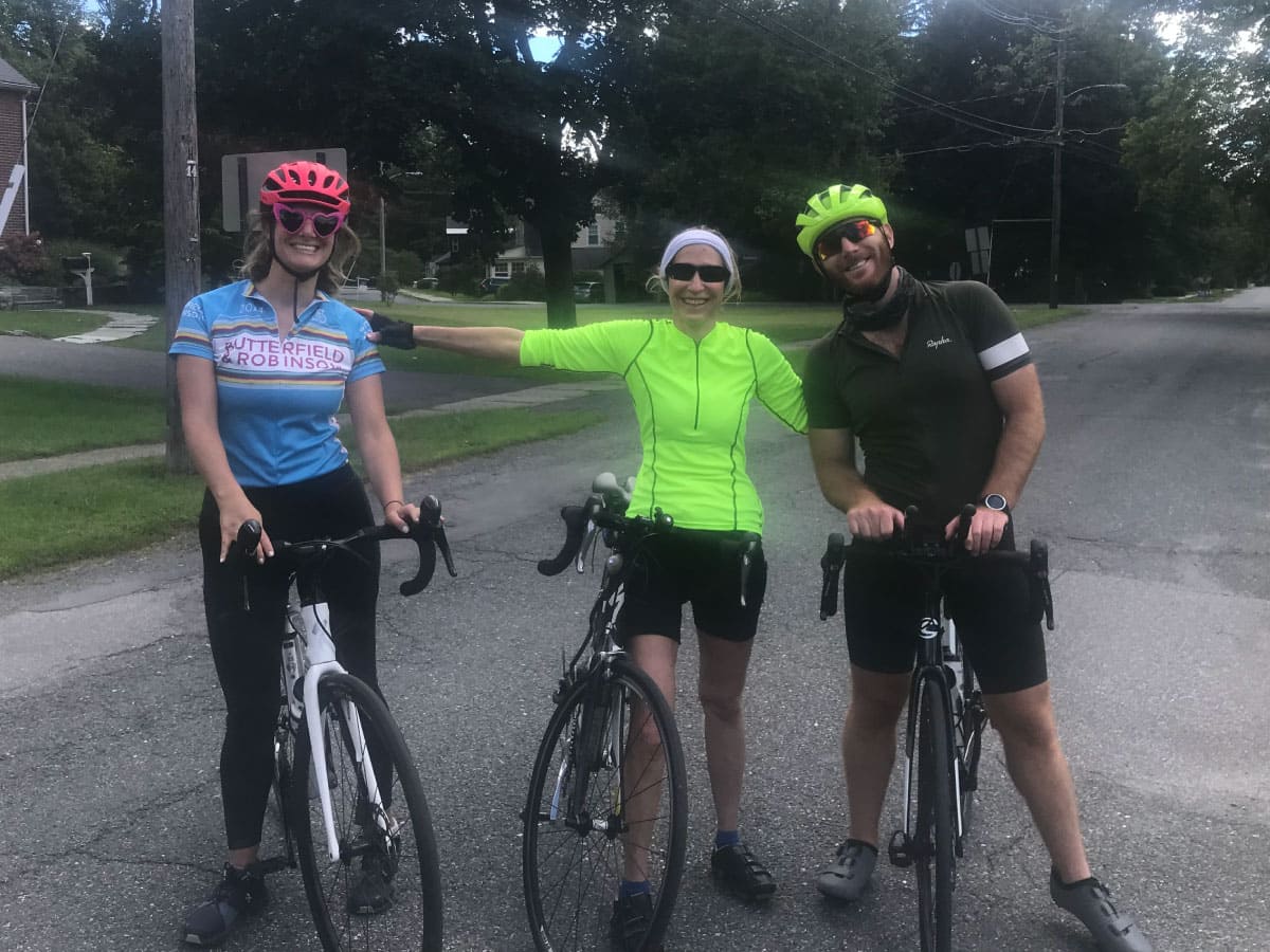 Three cyclists