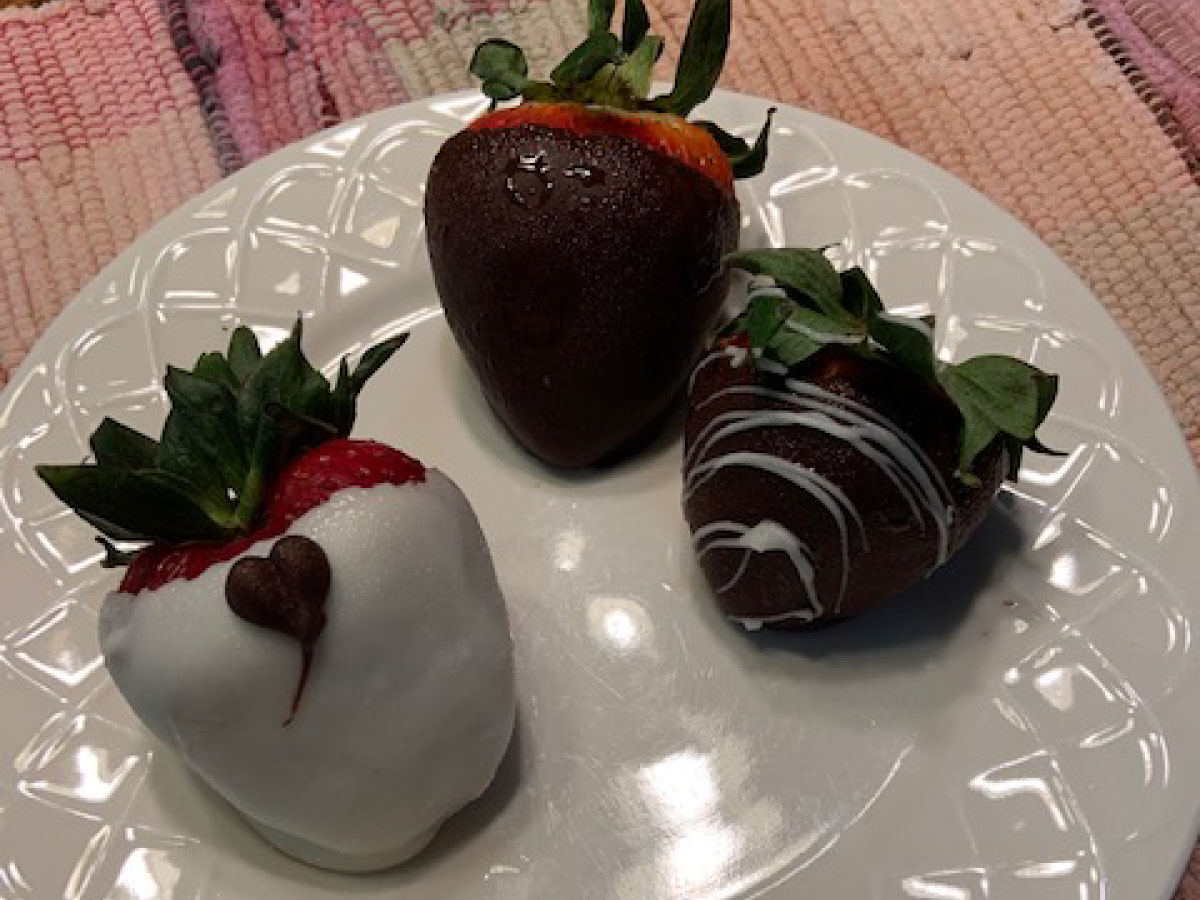 Chocolate-covered strawberries.