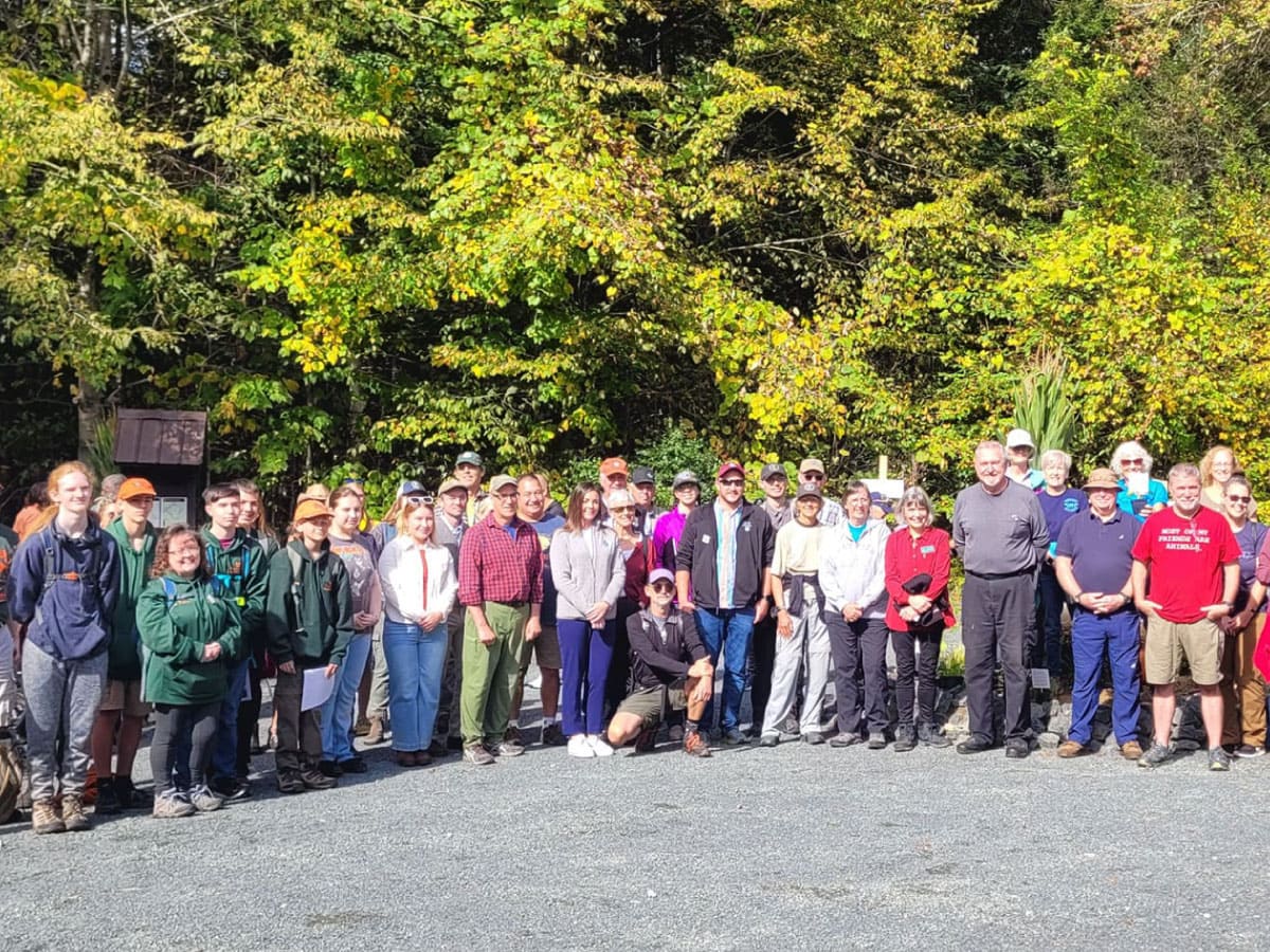 Attendees gathered for a photo op