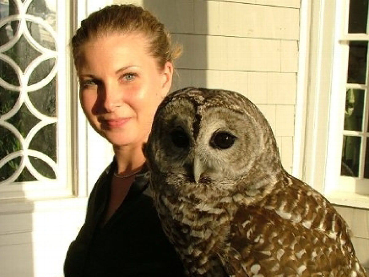 Erin O’Connell and a barred owl