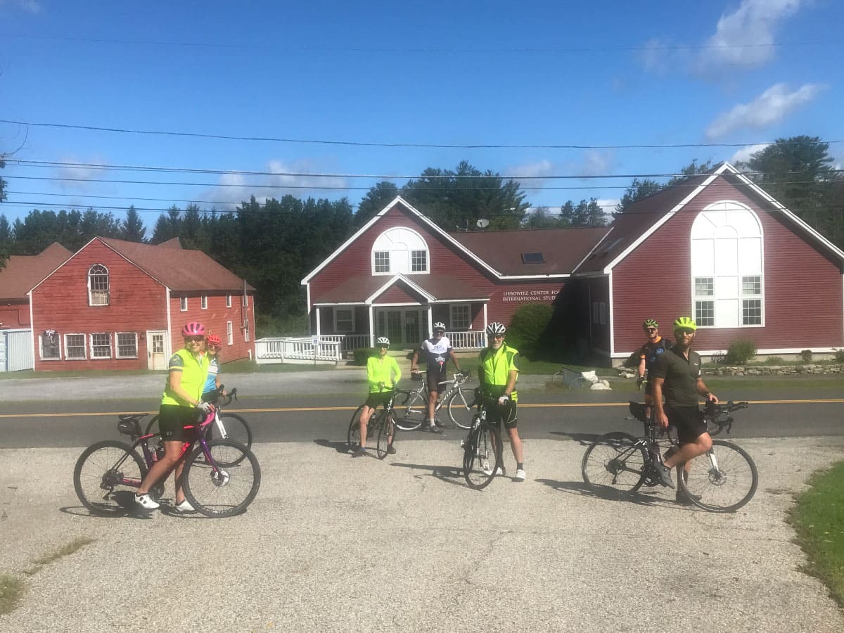 Cyclists pose for a photo in Great Barrington