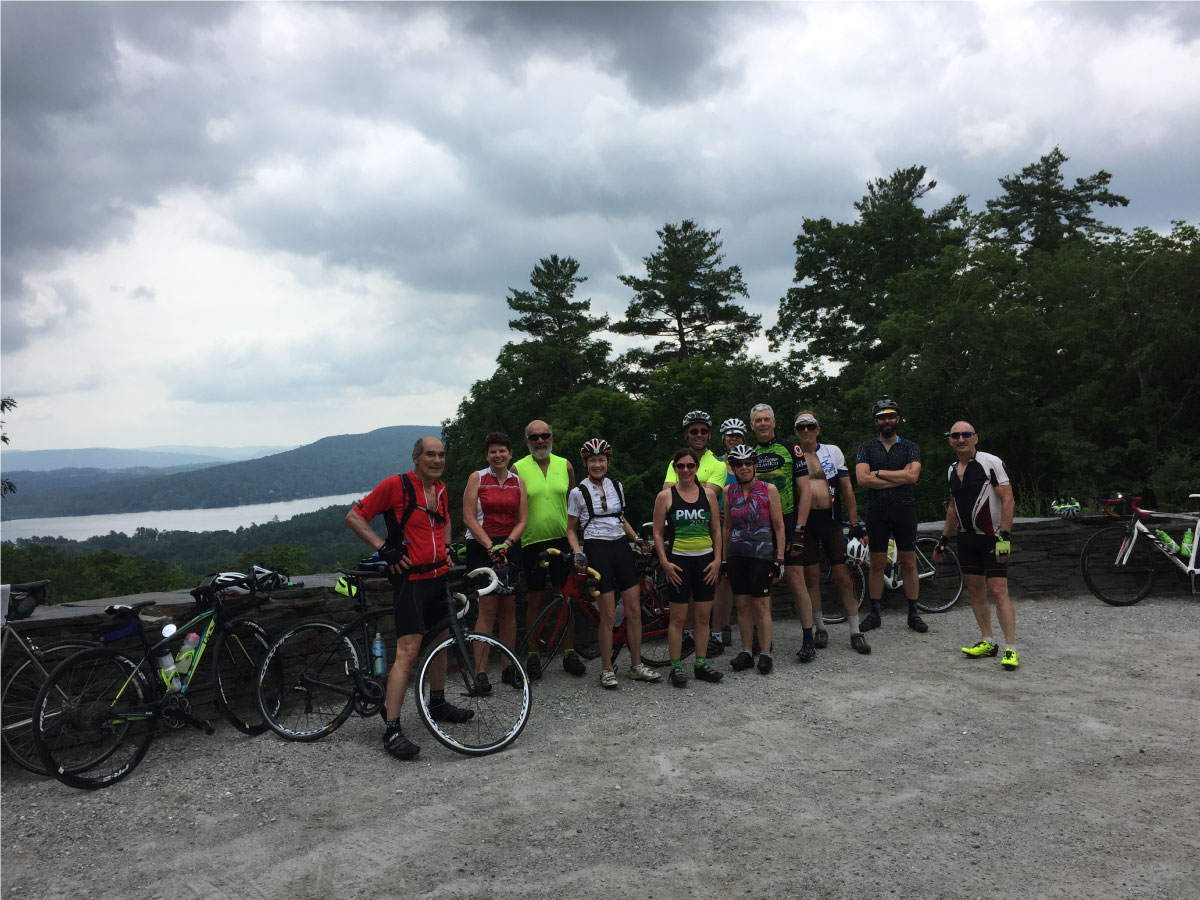 Cyclists pose for a photo at Olivia’s Outlook