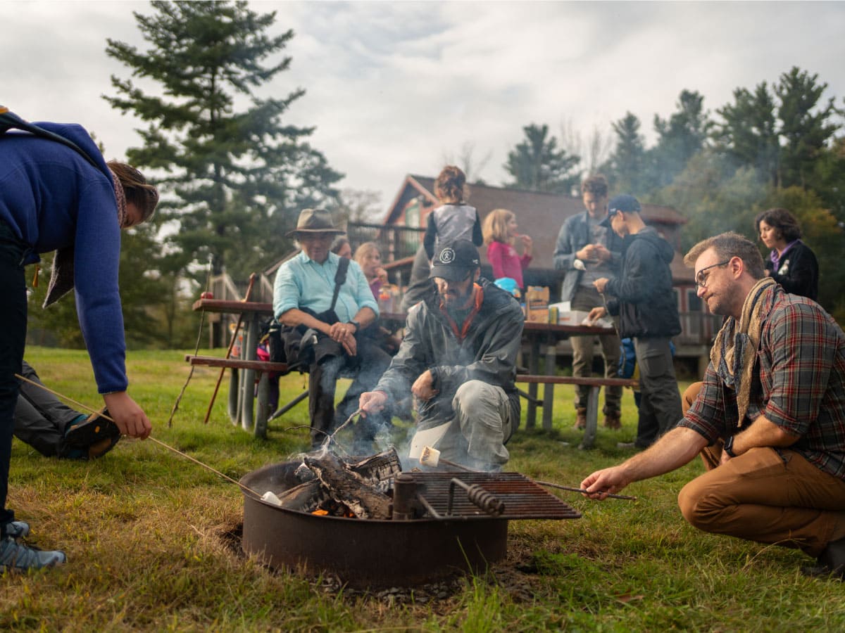 Festival goers roast marshmallows