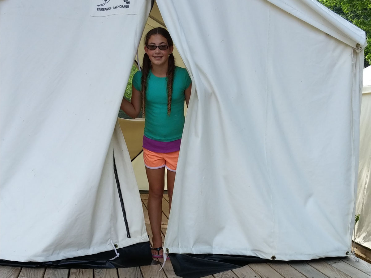 Girl in a tent