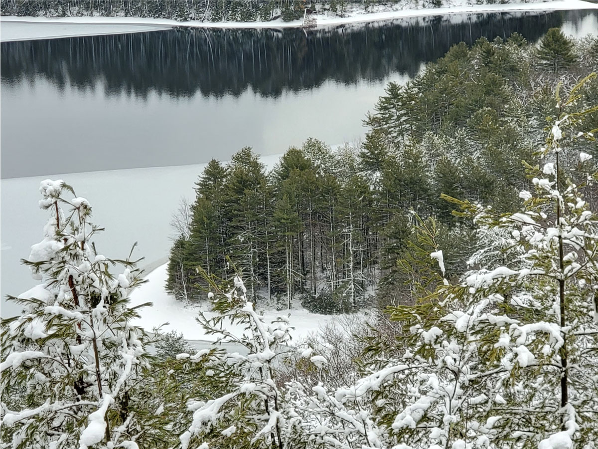View of Quabbin Reservoir in winter