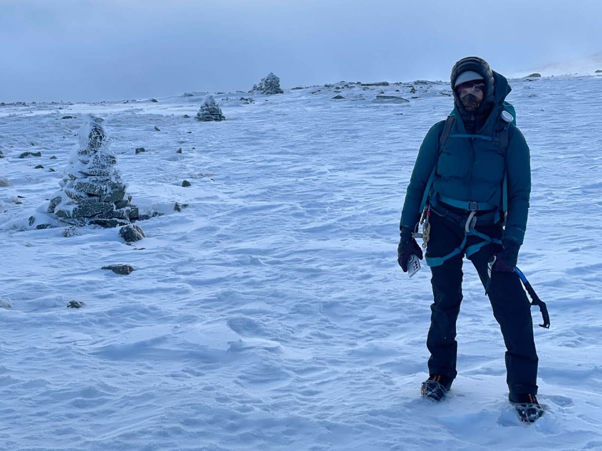 Ice climbing at night