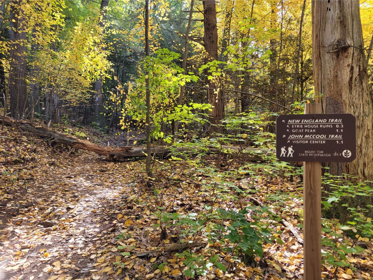New England Trail sign and path