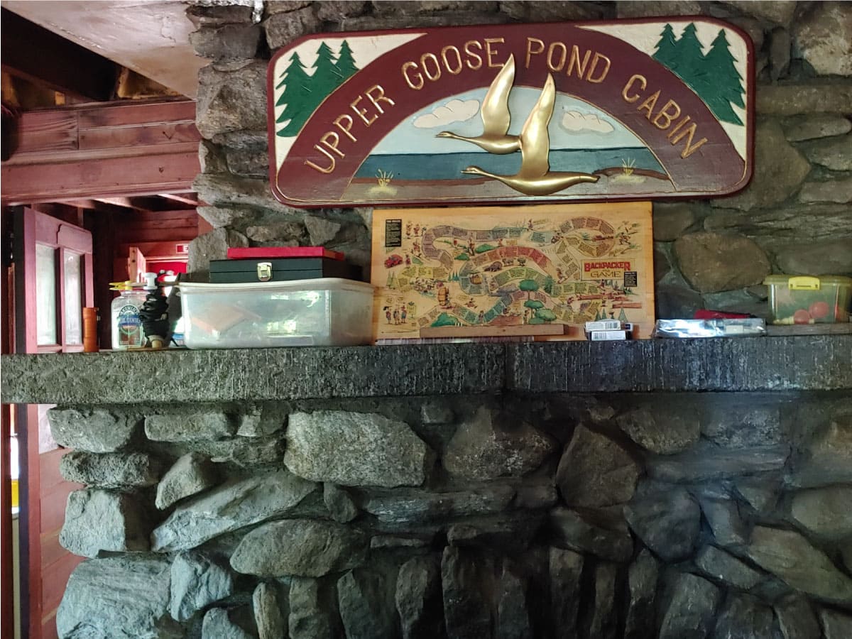 Upper Goose Pond Cabin fireplace