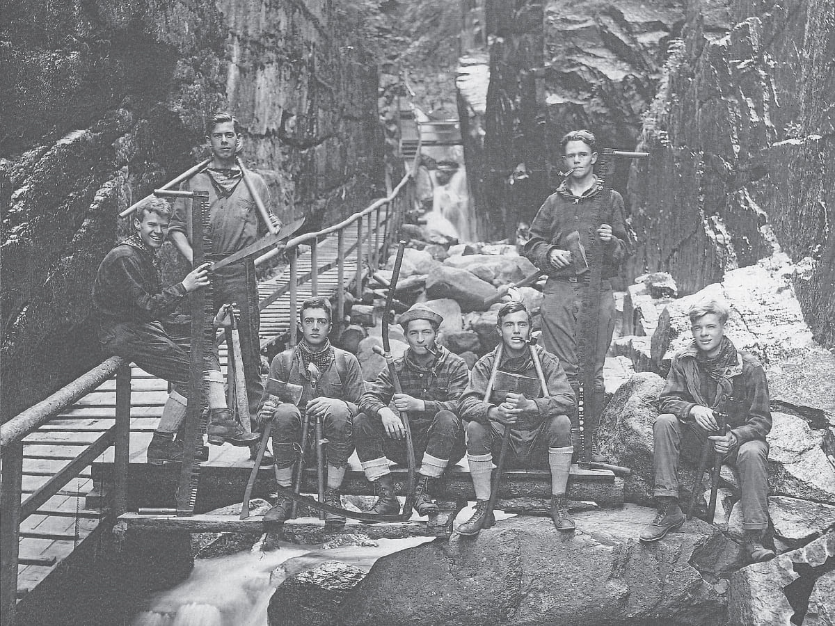 Trail crew at the Flume Gorge in 1924