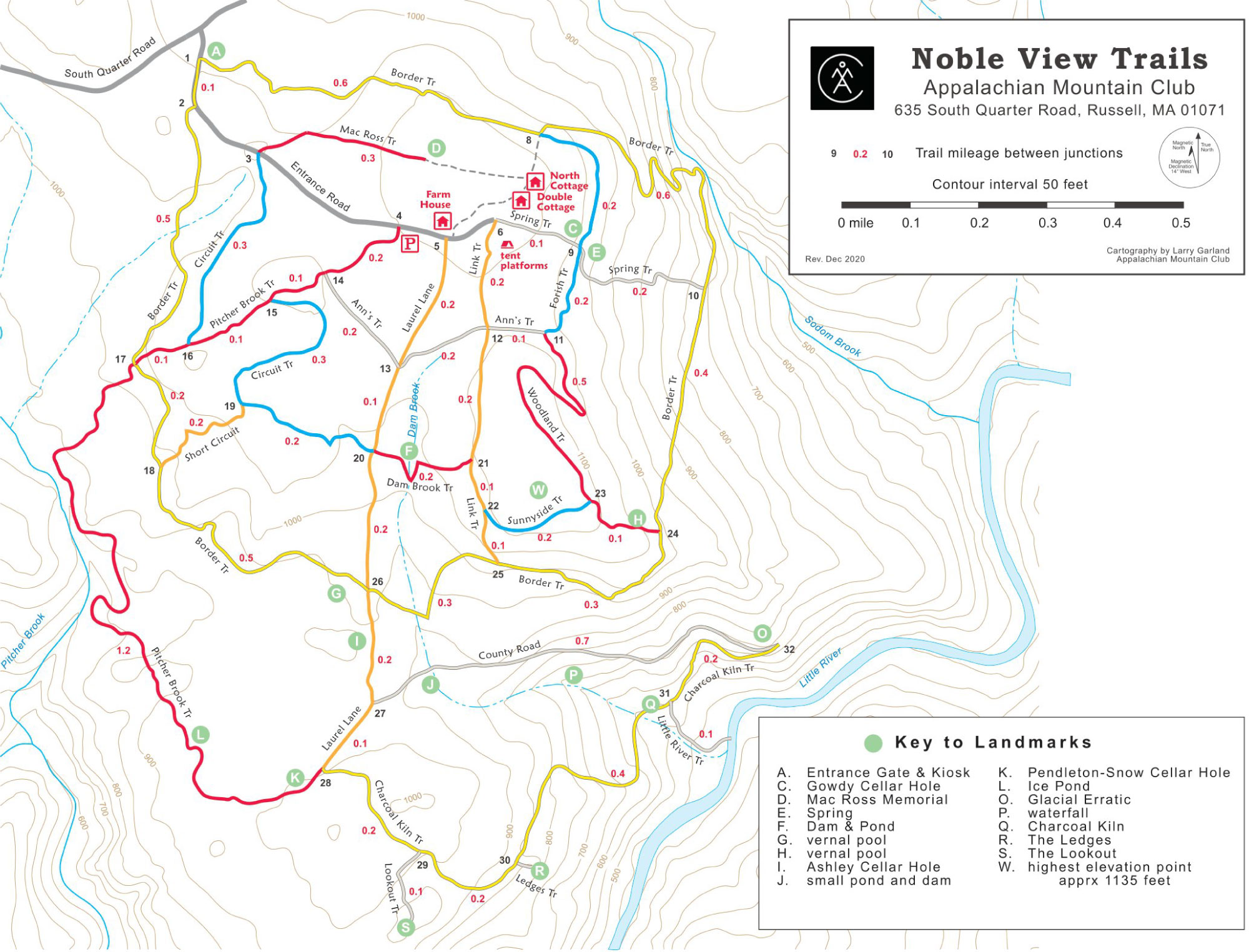 Map of trails at Noble View Outdoor Center