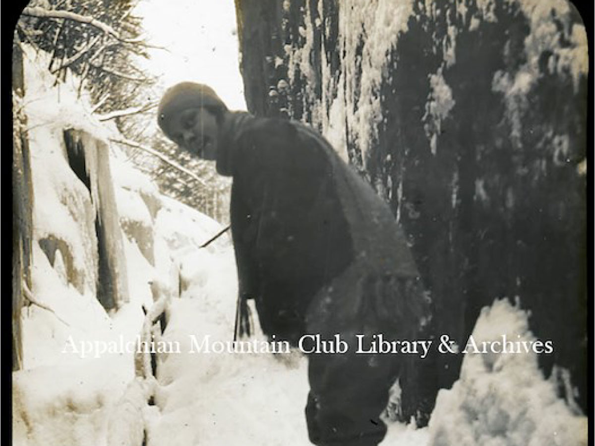 A woman on snowshoes
