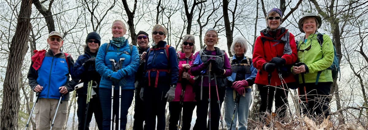 Group shot of hikers on Mount Tom