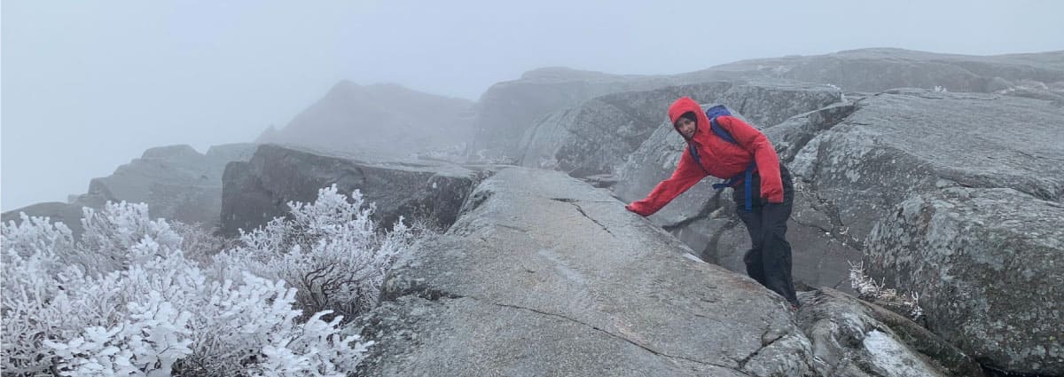 Hiker in winter