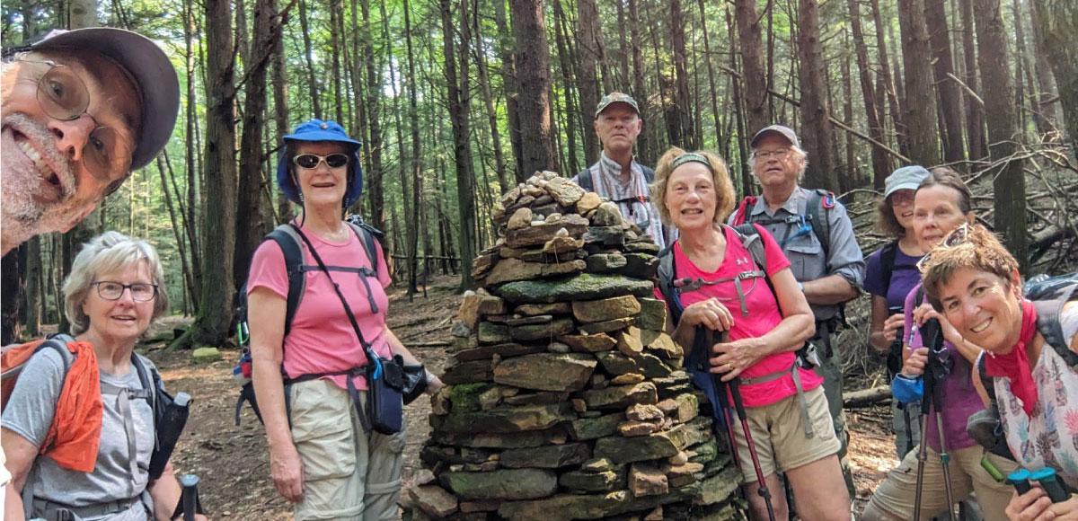 Hikers pose for a selfie